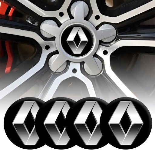 4 Emblémy Stredy ráfikov Kryty kolies Kolesá RENAULT TOP SET 53 mm
