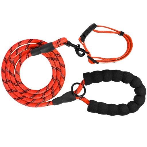 Reflexné odnímateľné vodítko pre psa + obojok 1,5m Set čierny