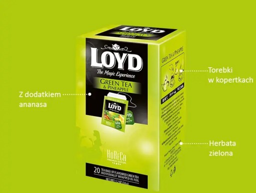 Ochutený zelený čaj v obálkach Loyd Horeca Green Tea ananás 20 ks