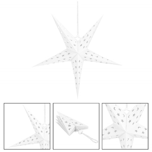 DEKORATÍVNA HVIEZDA 10LED PAPIER 25cm VITRÁŽ STUDENÁ BIELA 3D LAMPA