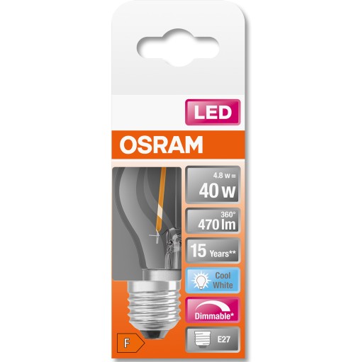 E27 LED žiarovka 4,8W = 40W 4000K STMIETNUTÁ OSRAM