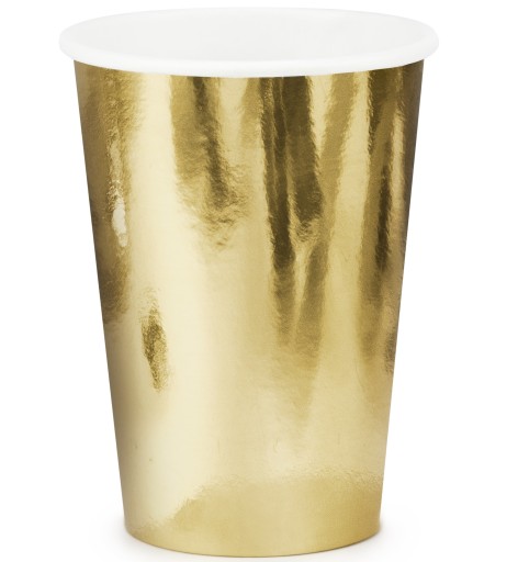 HRNČEKY, zlaté papierové hrnčeky, 220 ml, 6 ks