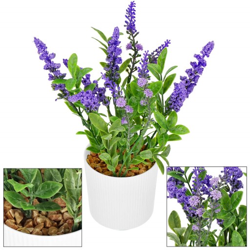 UMELÁ LEVANDUĽA V HRUBOM ČRENÁRE, UMELÉ KVETY 26 cm AKO ŽIVÝ KVETINÁČ