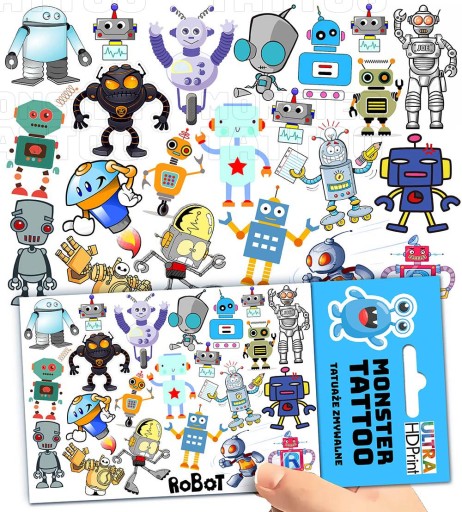 UMÝVAJÚCE DOČASNÉ TETOVANIE PRE DETSKÉ DETSKÉ ROBOTY ORIGINÁLNE DIZAJNY