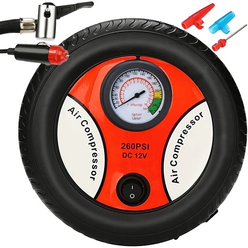 AUTO KOMPRESOR ČERPADLO KOMPRESORU KOLESÁ PNEUMATIKY GULE 260 PSI 12V 18 BAR