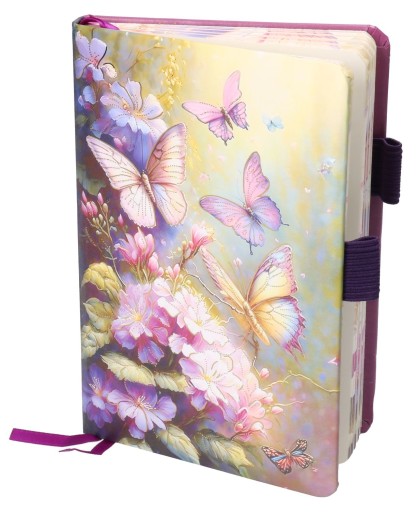 Zápisník dekoračný károvaný diár Butterflies Adar
