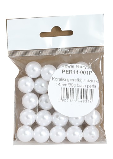 Perly, perly, korálky, korálky s dierkou, 14mm, 50 gramov, perlička, BIELA