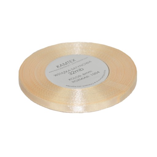 Hladká saténová stuha 6mm x 32mb 1004 Ecru