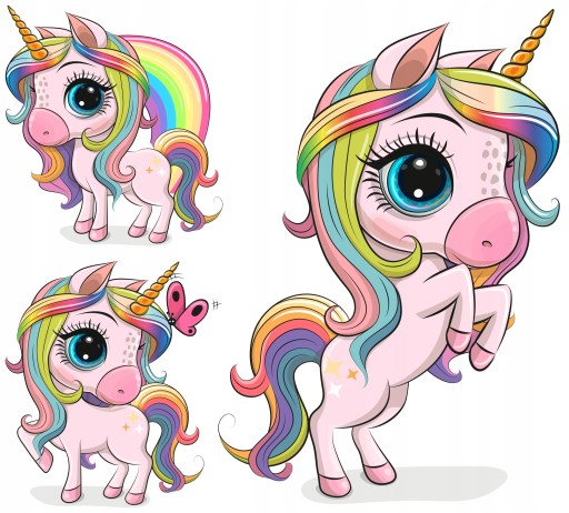 NÁLEPKY NA BIELEJ FÓLII NA NÁSTENNÝ NÁBYTOK JEDNOROŽCI PONY RAINBOW