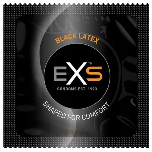 EXS BLACK LATEX klasické a vlhčené BLACK kondómy, 1 ks análny sex