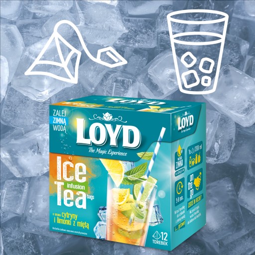 Studený bylinkový ovocný čaj Citrón Limetka Mäta Ľadový čaj 12T LOYD