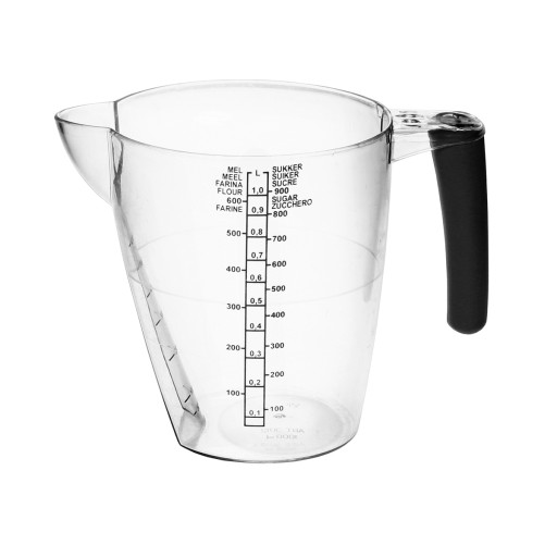 KUCHYNSKÁ NÁDOBA S ODMEROU PLASTOVÝ hrnček VEĽKÁ odmerka 1,5L 1500ml