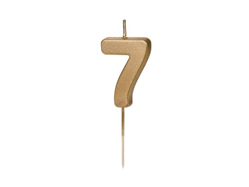 Narodeninová tortová sviečka Cyferka Cyfra 7, zlatá metalíza, 5 cm