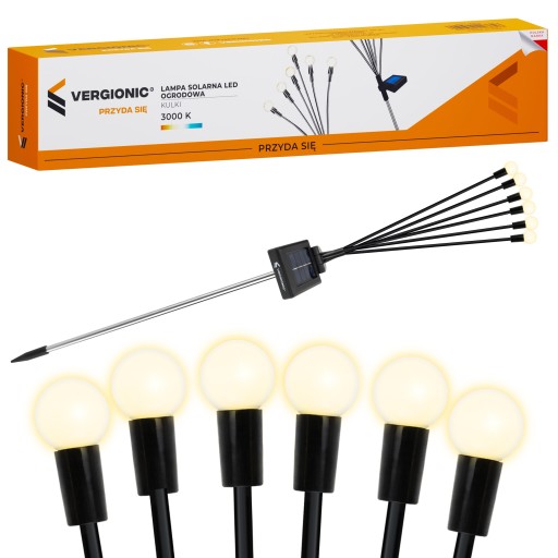 SLNEČNÁ LAMPA, 6xLED, guličky, teplá biela, 70 cm, NÁDHERNÁ