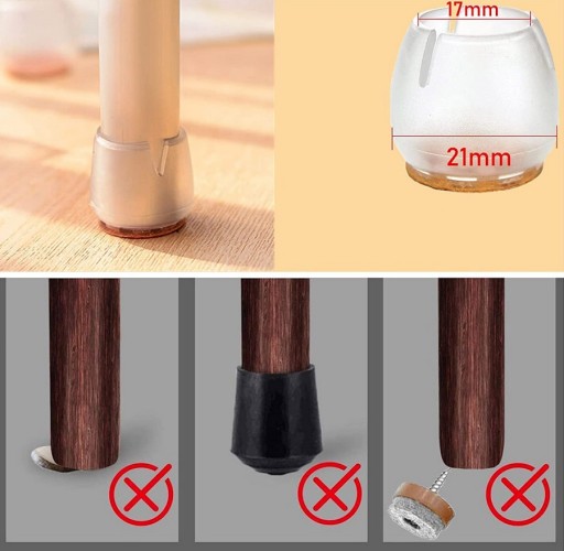 16x NOHY STOLIČKY NÁBYTOK PLSTENÉ SILIKÓNOVÉ POTAHY 17-21mm