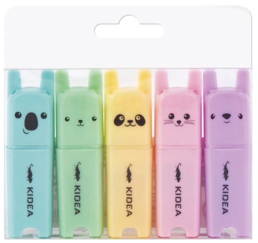 Pastel Animals zvýrazňovače 5 farieb Kidea