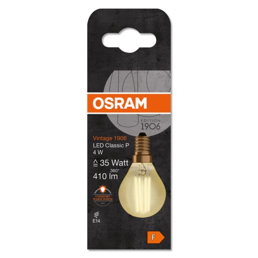 Ozdobná LED žiarovka E14 P40 4W 35W 2400K OSRAM