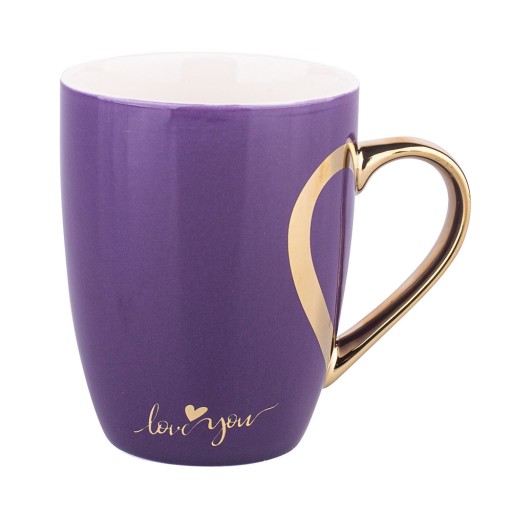 Porcelánový hrnček so zlatým srdcom, darček na Valentína, Altom Design, 300 ml