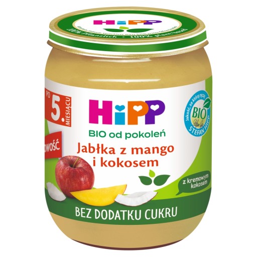 HiPP BIO Dezert Jablká s mangom a kokosom, 160g