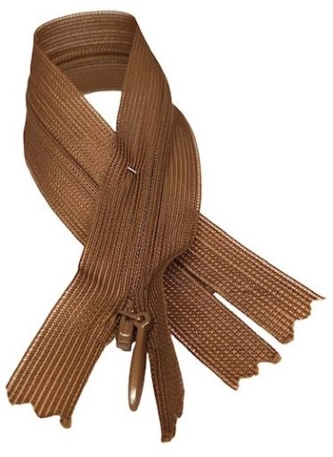 Pevný skrytý zips, medovo hnedá1 22 cm