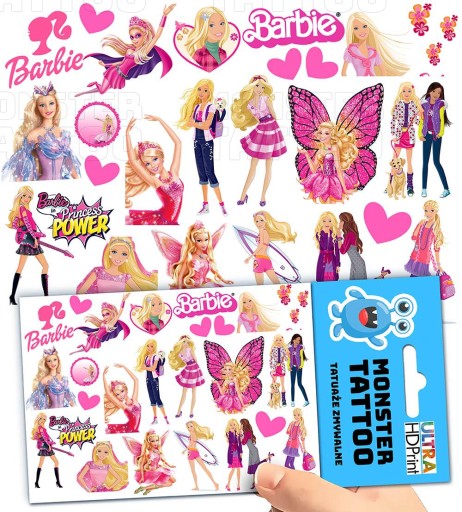 UMÝVAJÚCE DOČASNÉ TETOVANIE PRE DETI BARBIE DETI ORIGINÁLNE VZORY