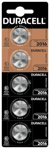 ~DURACELL 3V CR lítiová batéria 2016 --- 5 kusov ~