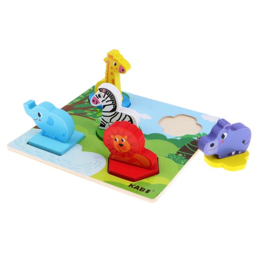 Náučné drevené puzzle safari bloky 0057