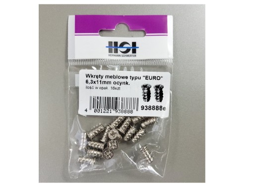 Skrutky na závesy Typ Euro OC 6,3x11 mm 16 ks HSI