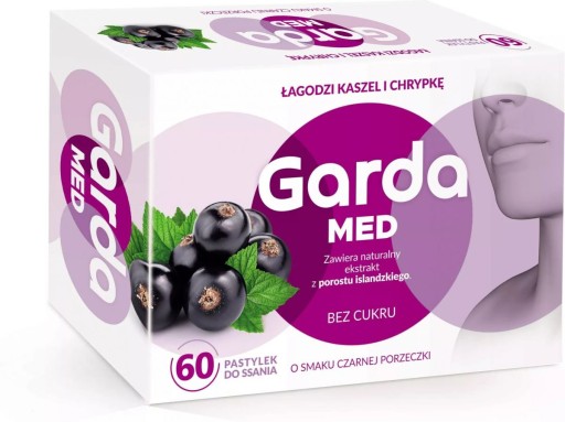 Garda Med Islandský lišajník proti kašľu BEZ CUKRU 60 pastiliek