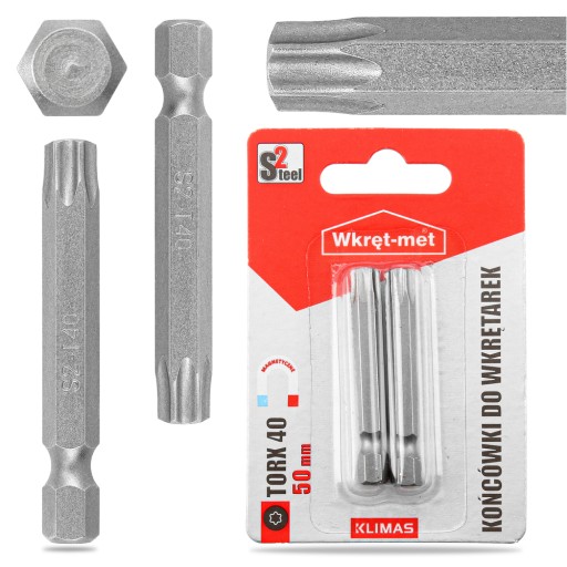 2x dlhé skrutkovacie bity TORX 40 50 mm MAGNETICKÉ HROTY Oceľové hroty