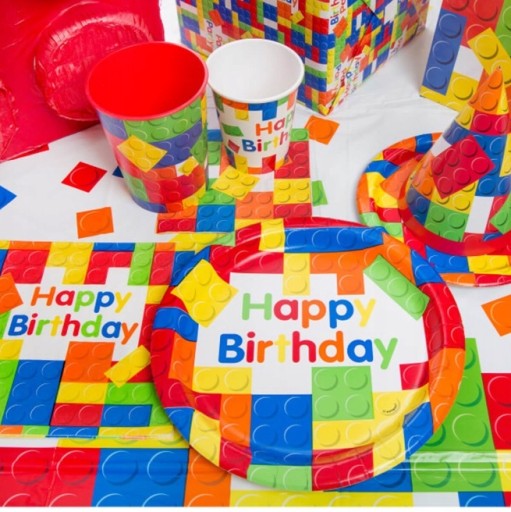 Papierové taniere Lego bloky 8 kusov Narodeninové