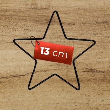 Kovová hviezda ČIERNA 13 cm s drôtenou obručou