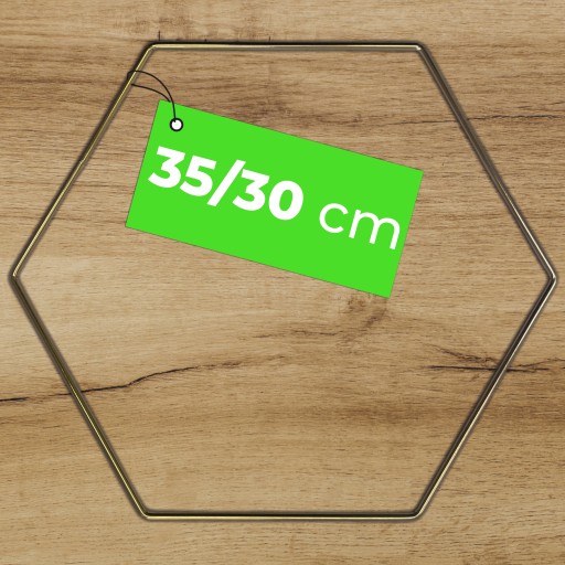 Šesťhranný prsteň Zlatý lesklý kov s drôtenou základňou do lapača snov 35 cm