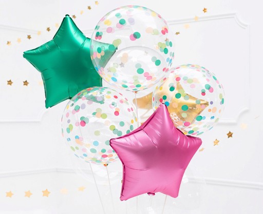 TRANSPARENTNÝ GUĽOVÝ BALÓN S FAREBNÝMI BODKAMI 40 CM