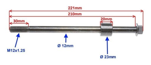 Predné koleso náprava M12x210 Junak 901 Sport