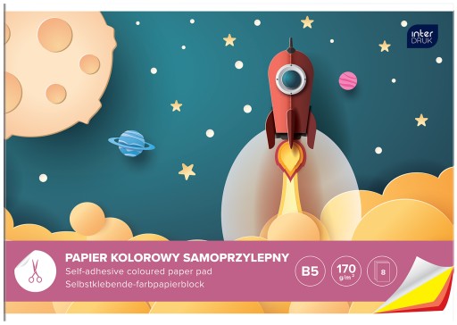 Farebný vystrihovací papier B5, samolepiaci, 8 farieb
