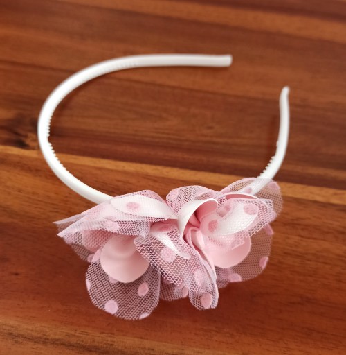 Púdrovo ružová čelenka s tylom pre dievčatá, elegantná