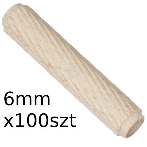 Drevená nábytková hmoždinka 6mm 100 ks