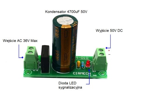 Mostový usmerňovač 6A 36V AC-DC Ready Modul
