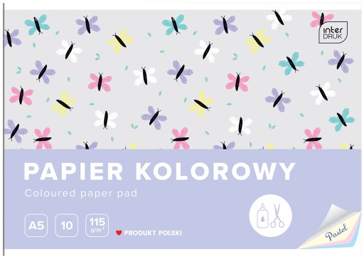 PASTELOVÝ FAREBNÝ PAPIER, A5, 10 listov, 115G, INTERPRINT