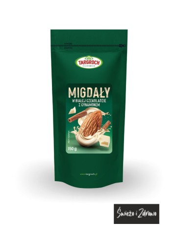 Mandle obalené v bielej čokoláde so škoricou 150g Targroch