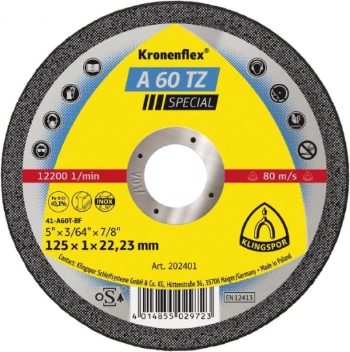 Kotúč rezný 125x22 Klingspor A60TZ