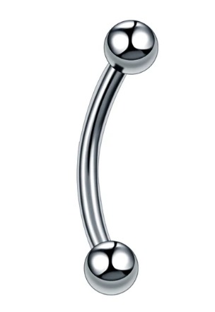 Banánový piercing do ucha, piercing do obočia s guľôčkami SS316L 1,2/10/3+3 mm
