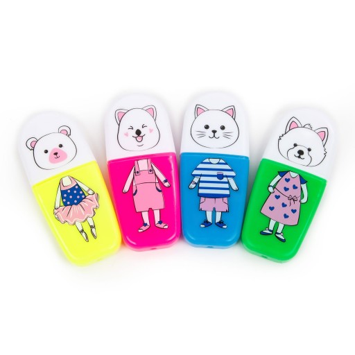 Mini neónové zvýrazňovače New Look Animals 4 farby Kidea