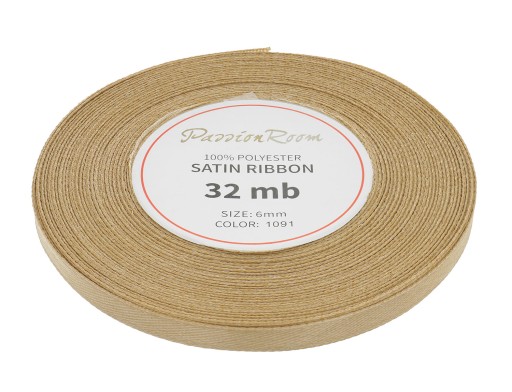 STUHA: SATÉNOVÁ stuha, ozdobná, svadobná, svätá, 6MM, BLEDZLATÁ
