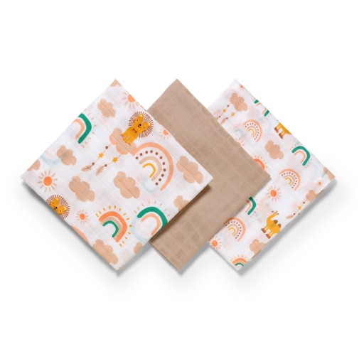 348/08 MUSLÍNOVÉ PLIENKY sada 3 ks 70x70 Babyono