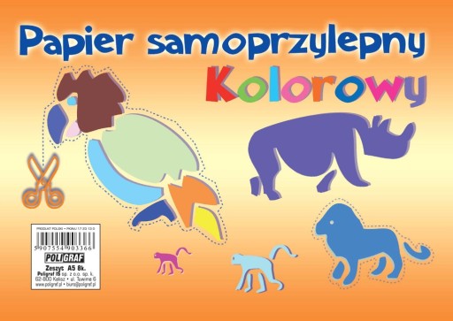 POLYGRAF, FAREBNÝ, SAMOLEPIACI PAPIER, A5, 8 listov