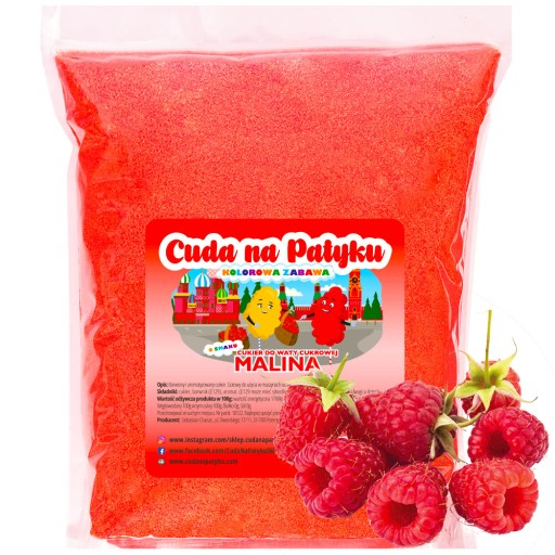 Farebný cukor do stroja na cukrovú vatu s príchuťou MALINA Malina 1 KG