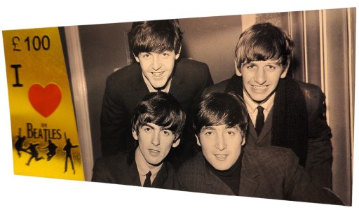 Jedinečný darček zberateľských bankoviek s pozlátenými bankovkami THE BEATLES