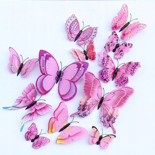 3D samolepky na stenu - BUTTERFLY BUTTERFLIES, ružové